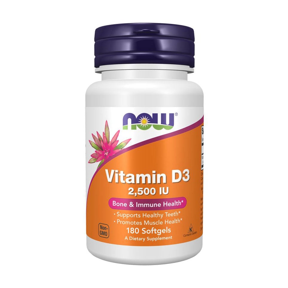 Вітамін D3 NOW foods Vitamin D3 2500 МО, 180 гелевих капсул